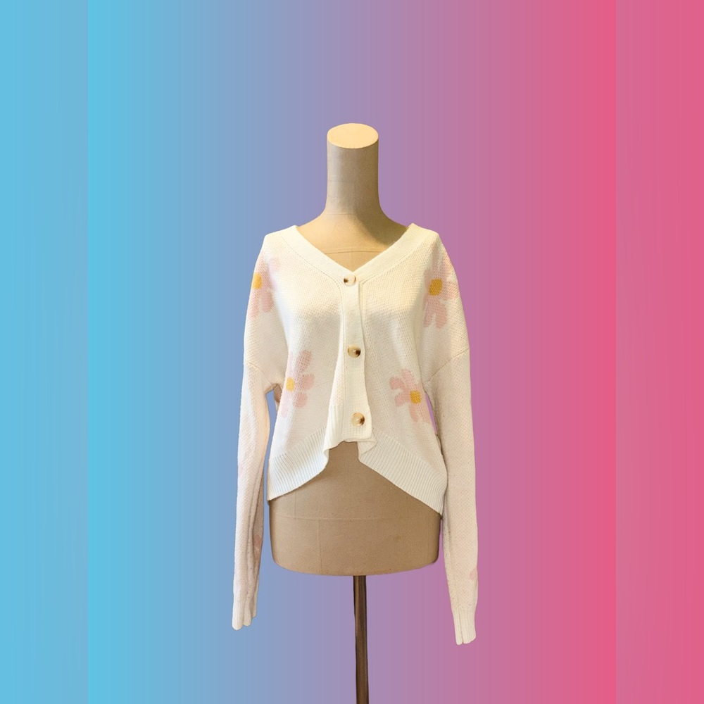Love Tree Cream Floral Cardigan